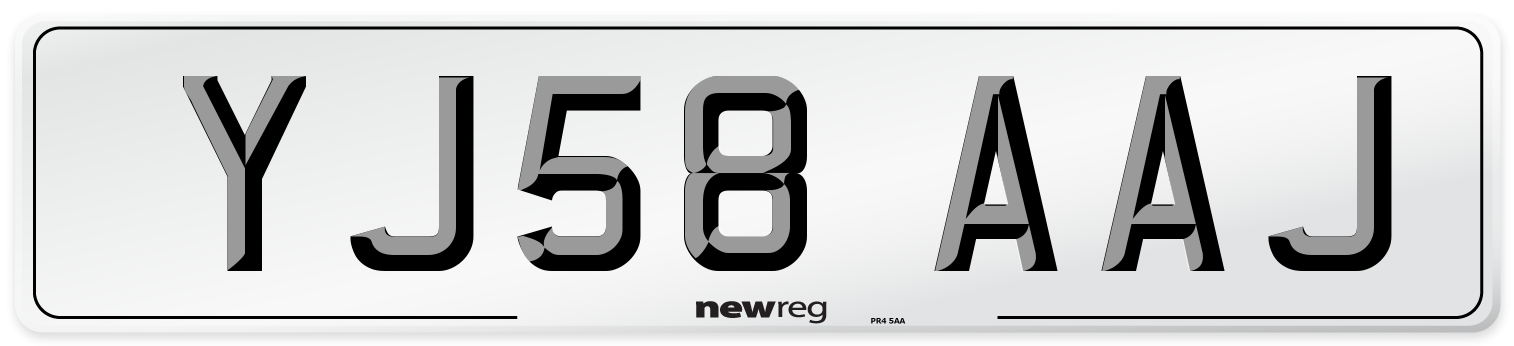 YJ58 AAJ Number Plate from New Reg